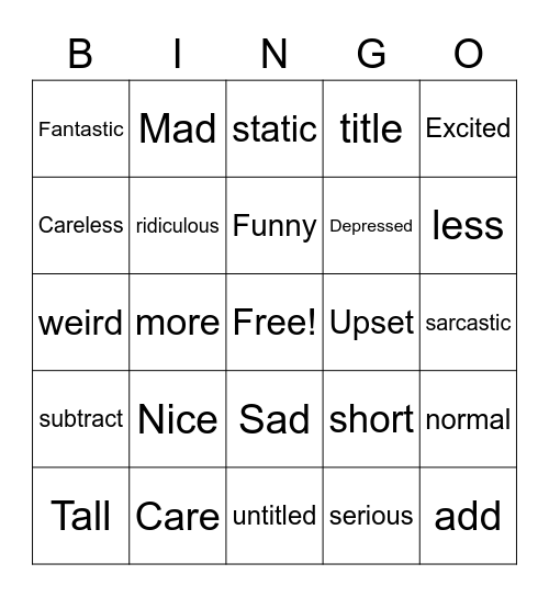 India's Bingo card for Spanish Bingo Card