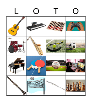 F1B Leçon 15 Sports / Jeux/ Instruments Bingo Card