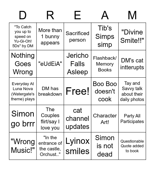 Cantarella and Crushed Dreams Bingo Card