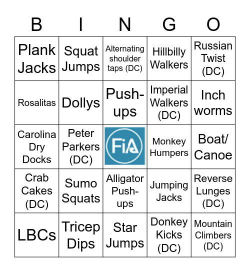 FiA Bingo Card