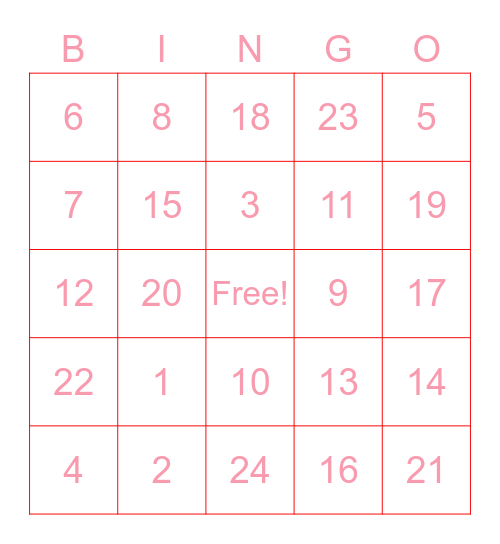 GIRL TALK Bingo Card