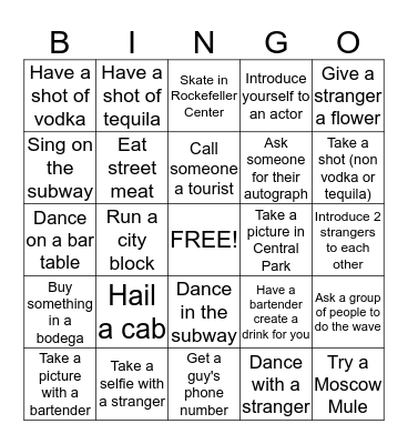 Kirsti's Forty and Flirty NYC Bingo!!! Bingo Card