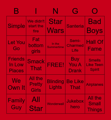 Music Bingo Card