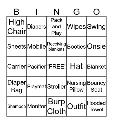 **Lisa's Baby Gift Bingo** Bingo Card