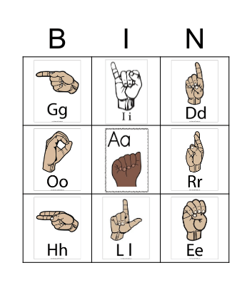 Ariel's ASL Name Bingo! Bingo Card
