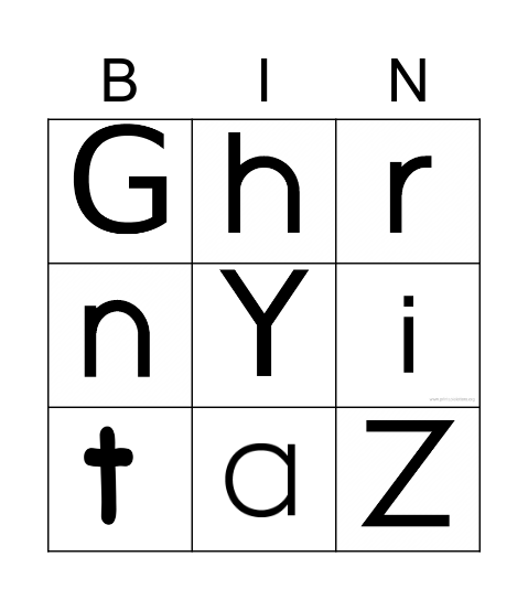 Ya'Zhiyah's Name Bingo Card