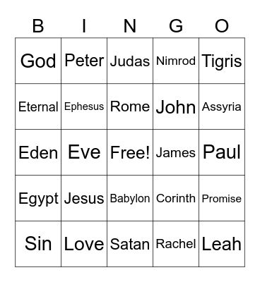 Bible Bingo Card