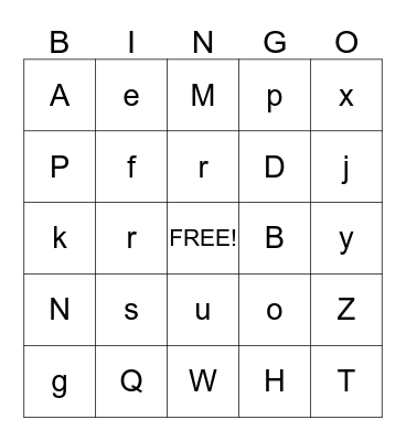 Alphabet Bingo Card