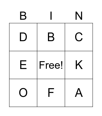 Alphabet Bingo Card