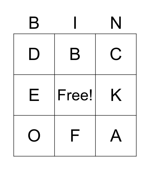Alphabet Bingo Card