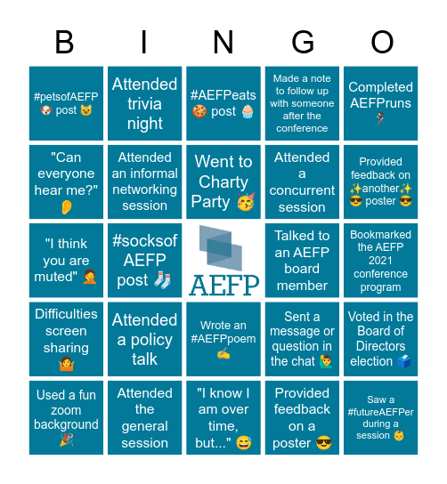 AEFP 2021 Bingo Card
