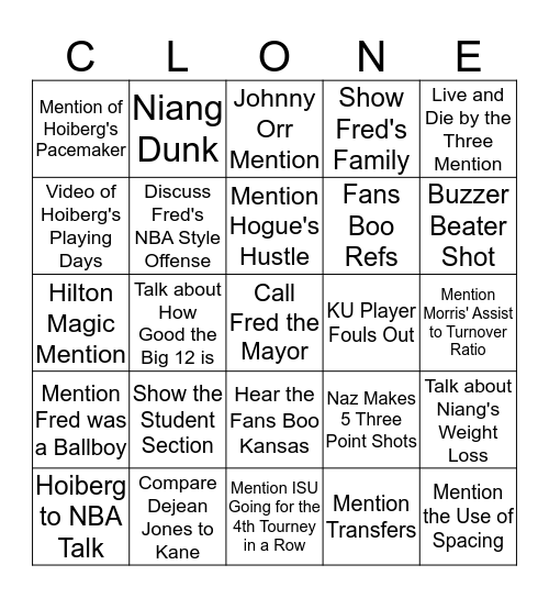 CycloneBingo Card