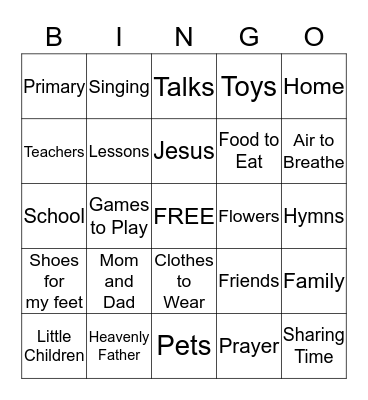 Heavenly Father & Jesus Love Me Bingo Card