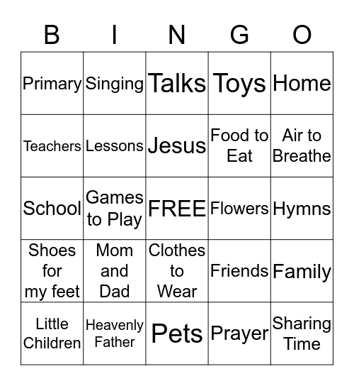 Heavenly Father & Jesus Love Me Bingo Card