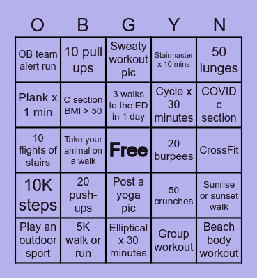 UTMB FITNESS BINGO! Bingo Card
