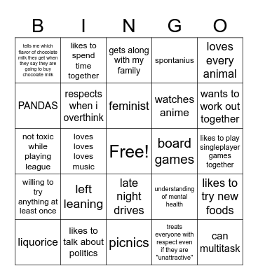 Are you Sirup's Type? Bingo Card