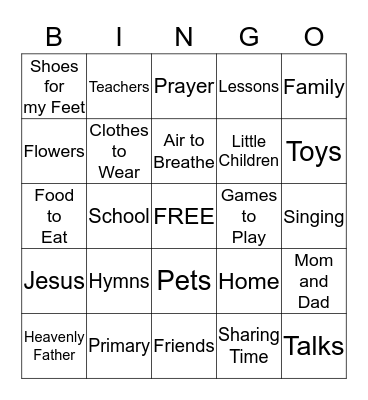 Heavenly Father & Jesus Love Me Bingo Card