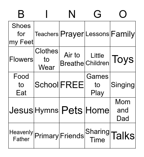 Heavenly Father & Jesus Love Me Bingo Card