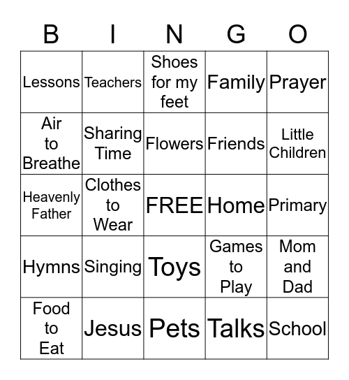 Heavenly Father & Jesus Love Me Bingo Card