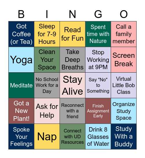 Self-Care 1 Bingo Card