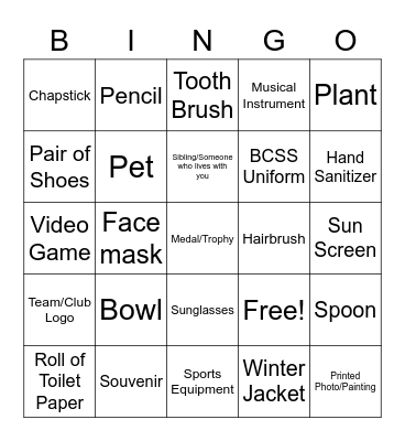 BCSS Bingo Card