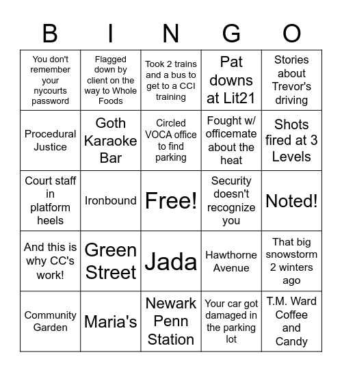 NCS Bingo Card