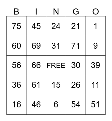 FRUIT & NUT 30g Bingo Card