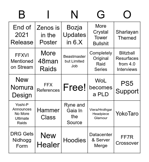 6.0 Bingo Card