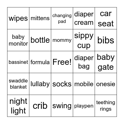 Baby Bingo Card