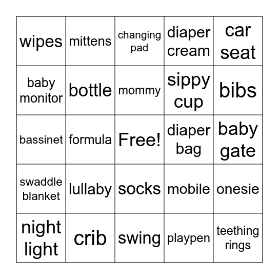 Baby Bingo Card