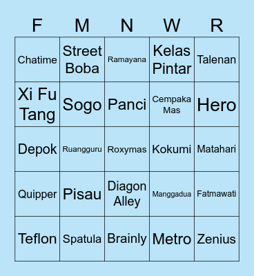YJ Bingo Card