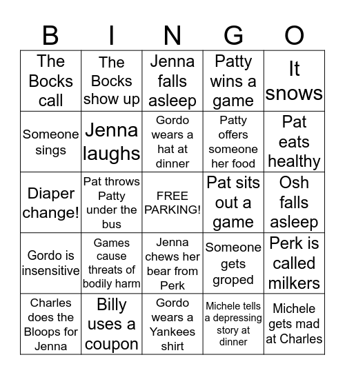 Our Gang BINGO Card