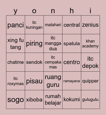 jo i Bingo Card