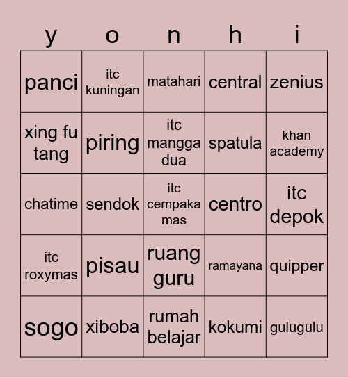 jo i Bingo Card