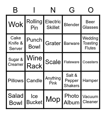 Alexa's Bridal Shower Bingo Card