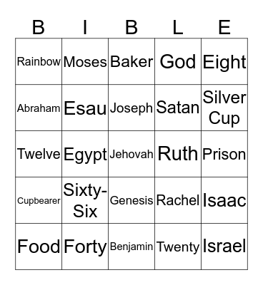 Bible Stories Bingo Card