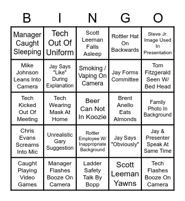 R O T T L E R - S P E C I F I C Bingo Card