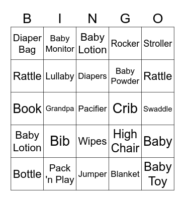 Baby BINGO! Bingo Card