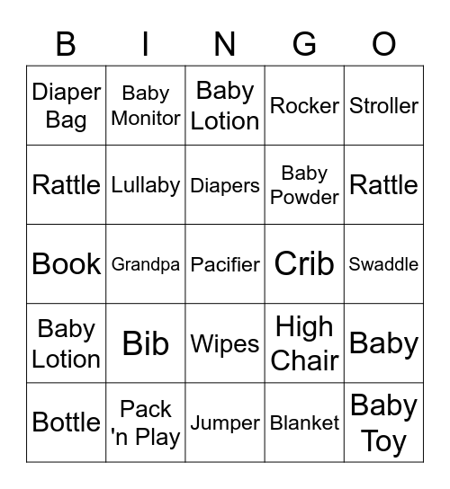 Baby BINGO! Bingo Card