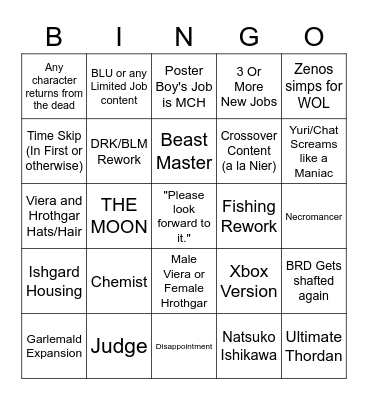 Yoshi P Descends to Deliver us from Evil Bingo Card