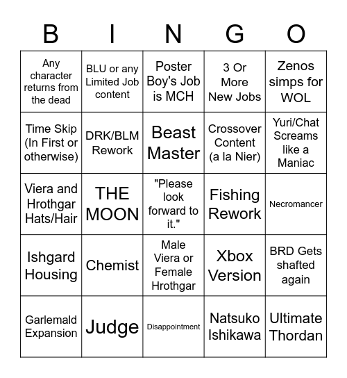 Yoshi P Descends to Deliver us from Evil Bingo Card