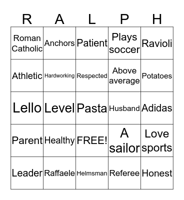 RALPH IS 70! Bingo Card