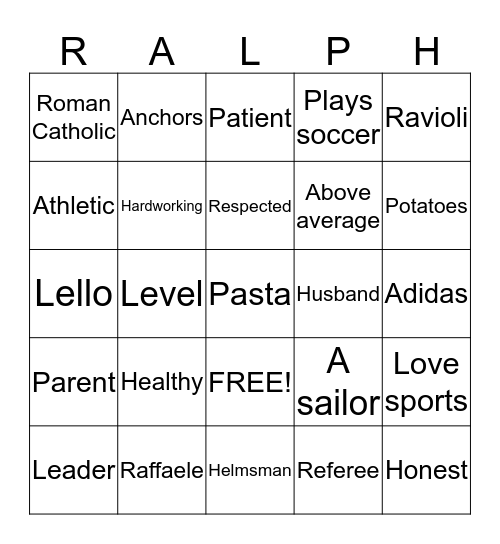 RALPH IS 70! Bingo Card