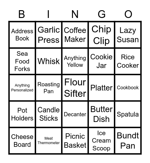 Alexa's  Bridal Shower Bingo Card