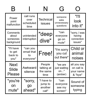 Dist 200 Conference Call Bingo Card