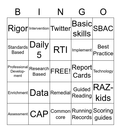 Buzzword Bingo Card