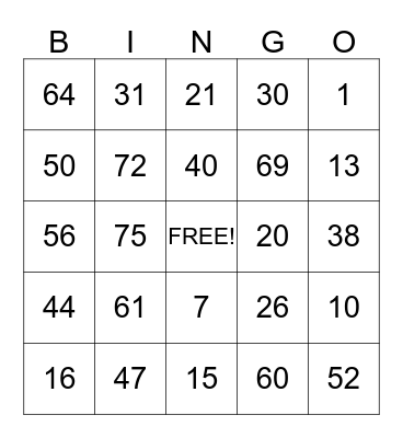 CHARLES CHOCOLATE Bingo Card