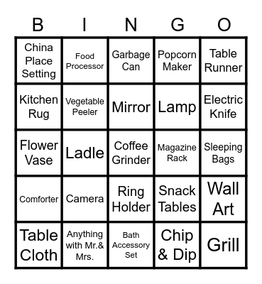 Alexa's Bridal Shower Bingo Card
