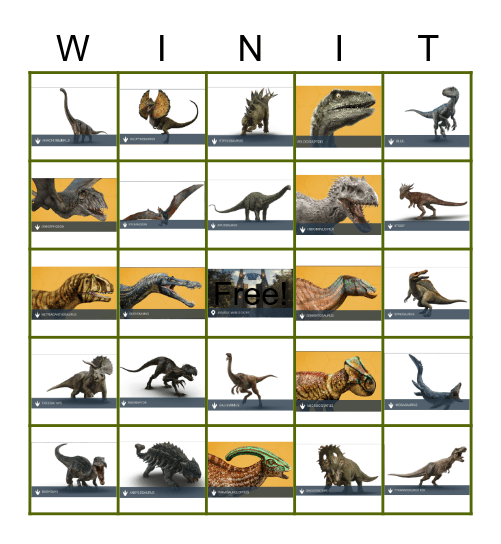 DINOSAUR BINGO Card