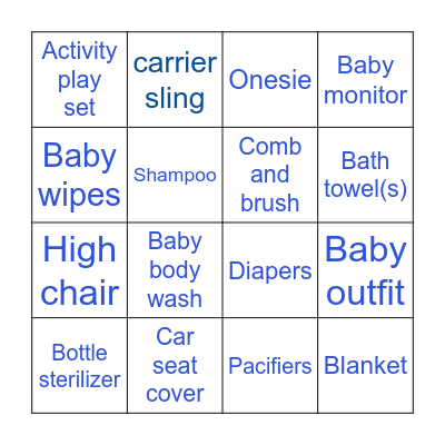 Baby Gift BINGO Card